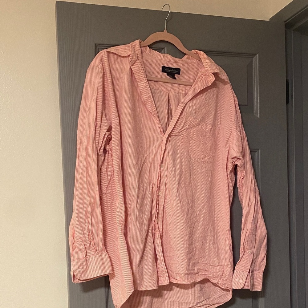 Pink Striped Button-Up Shirt Men’s Brooks Brothers Size Large 100% cotton